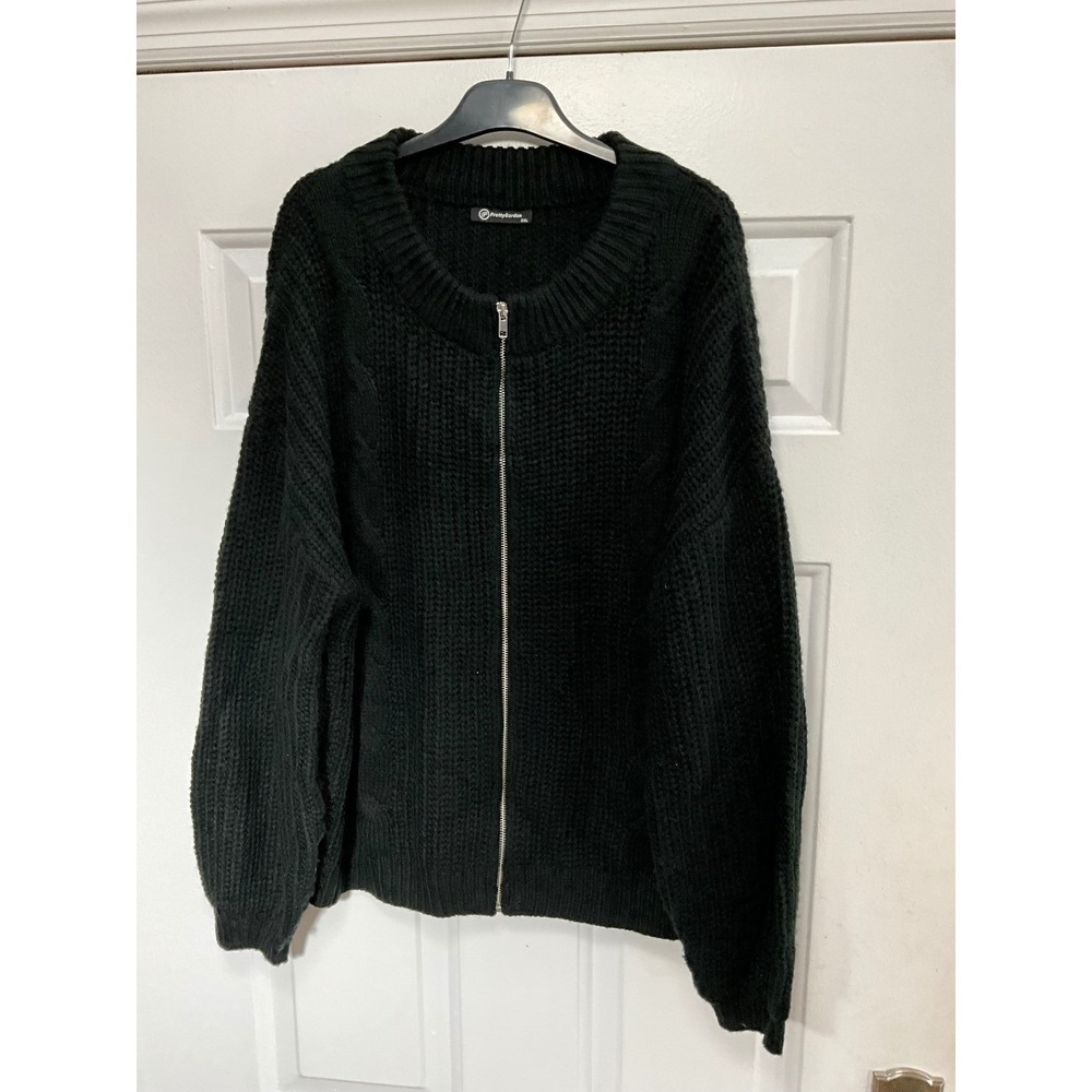 PrettyGarden Womens Black Chunky Cable Knit Zip Front Cardigan Sweater XXL